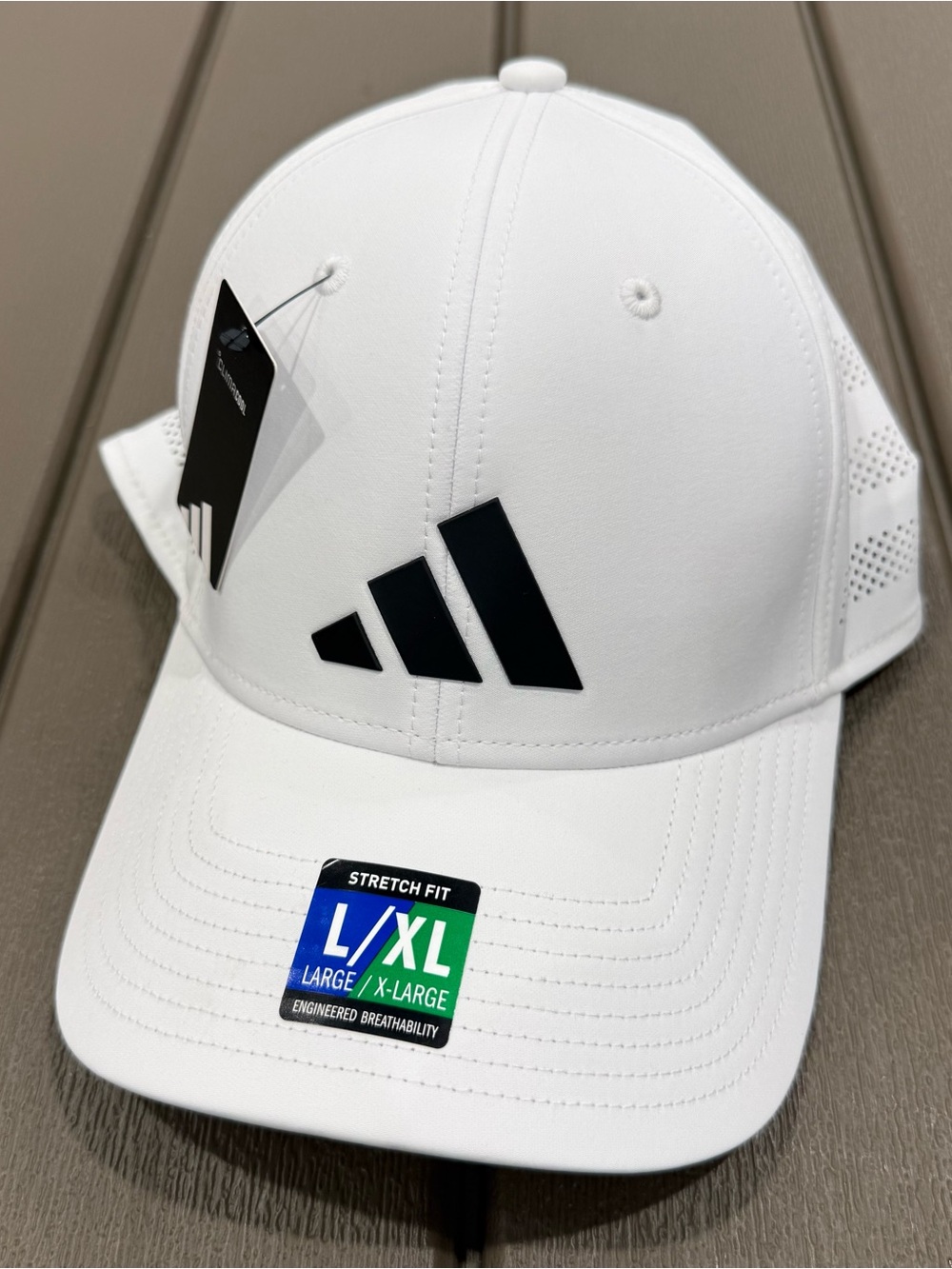 Adidas ClimaCool Stretch Fit Hat - White L/XL Perforated Breathable Cap NWT